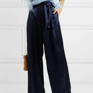 Tory Burch Women's Blue High-waisted Satin Pant